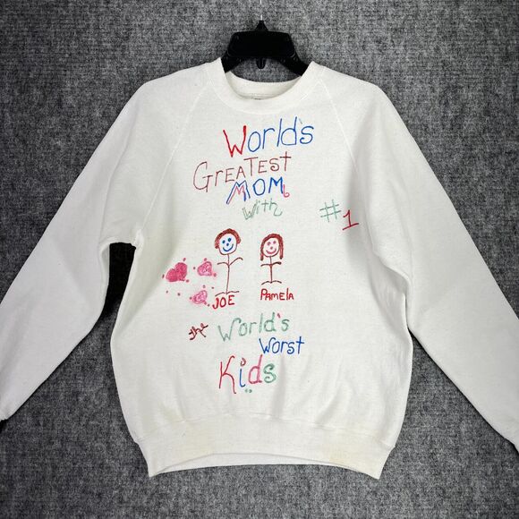Lee Sweater Womens L Vintage 80s USA made Worlds Greatest Mom Sweatshirt Mothers - Picture 2 of 9